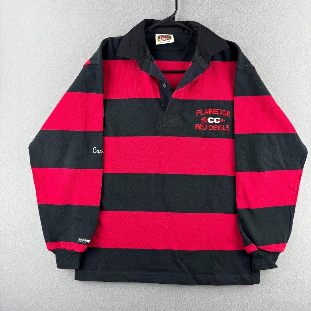 Barbarian Rugby Shirt Mens Medium Red Heavy Cotton Long Sleeve Made in Canada